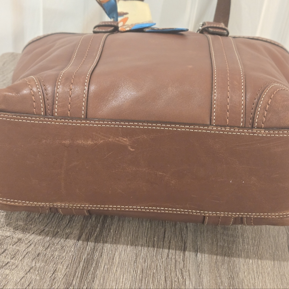Coach Brown Leather Purse with Scarf Accent - Picture 11 of 14